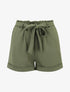 Short uni élastiqué à revers - Kaki - 1