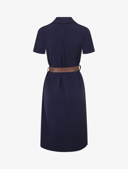 Robe chemise droite unie - Marine - 2