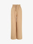 Pantalon uni ample taille haute élastiquée - Beige - 5