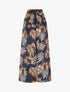 Pantalon ample taille haute imprimé tropical - Marine - 1