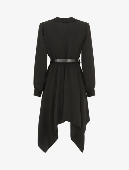 Robe longue asymétrique unie - Noir - 2