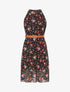 Robe sans manches évasée imprimé petites fleurs - Noir - 1