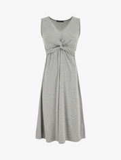 Robe longue unie à col V - Gris - 5