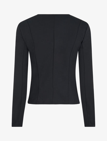 Veste courte à bord fendu asymétrique - Noir - 2