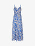 Robe longue à bretelles imprimé feuilles - Bleu électrique - 4