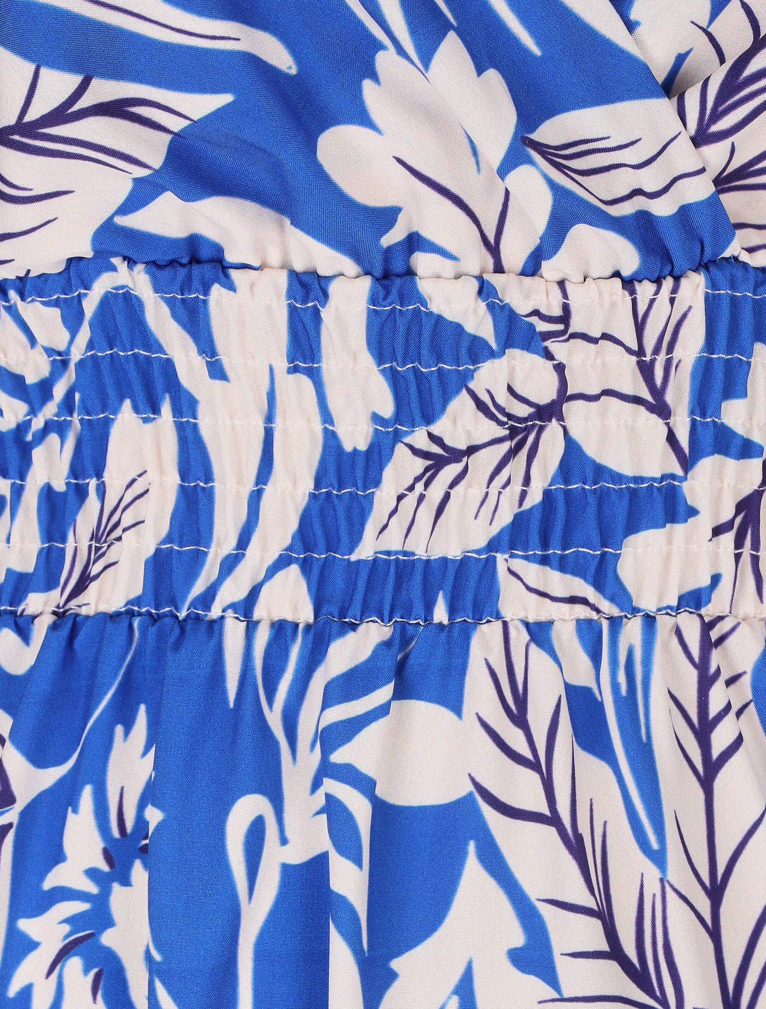 Robe longue à bretelles imprimé feuilles - Bleu électrique - 3