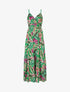 Robe longue fleurie à bretelles - Vert - 1