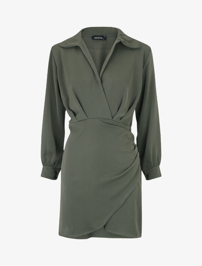 Robe courte élastiquée - Kaki - 1
