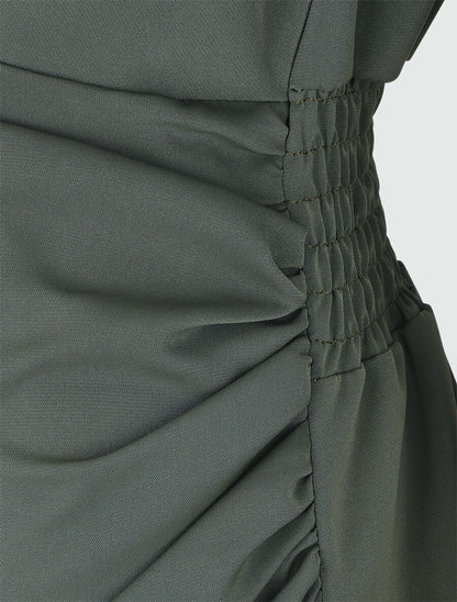 Robe courte élastiquée - Kaki - 3