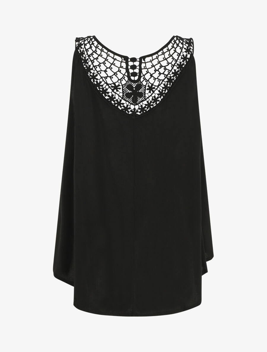 Top uni et broderies au dos - Noir - 2