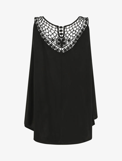Top uni et broderies au dos - Noir - 2