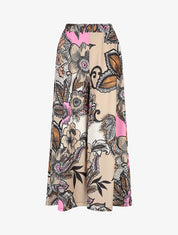 Pantalon ample fluide à imprimé fleuri - Beige - 1