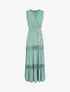 Robe longue unie à col cache-coeur - Vert d&