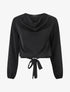 Blouse unie à col bénitier et à nouer - Noir - 1