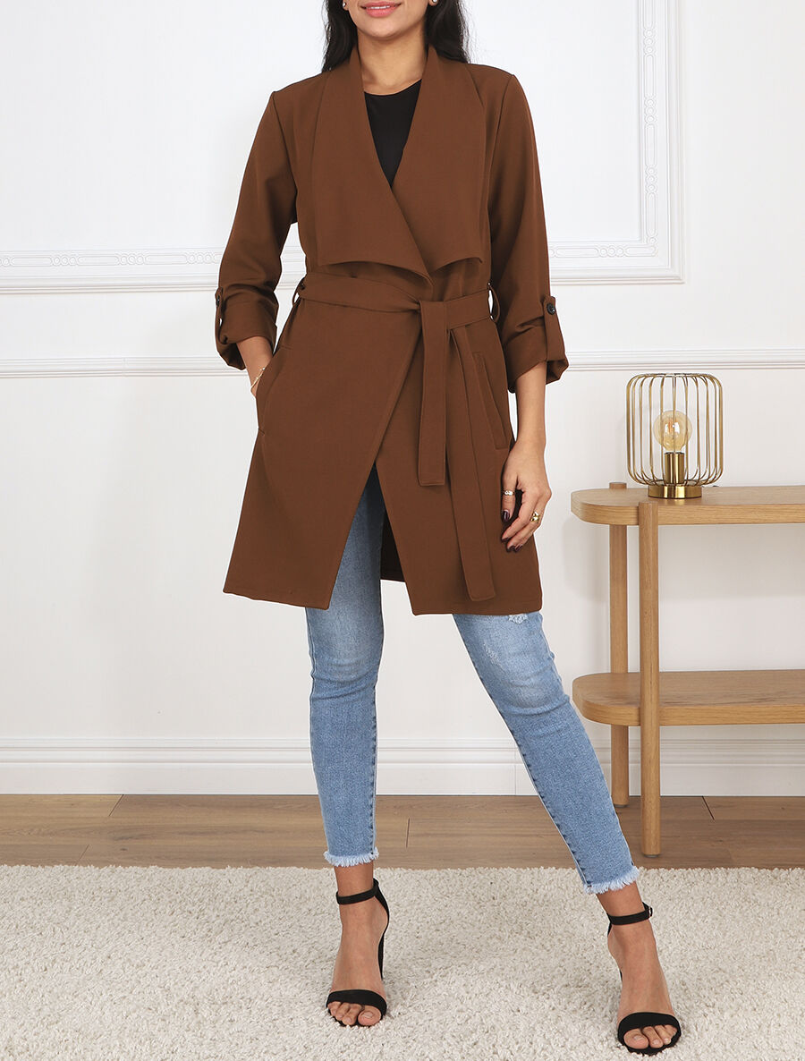 Trench droit mi-long - Marron - 4