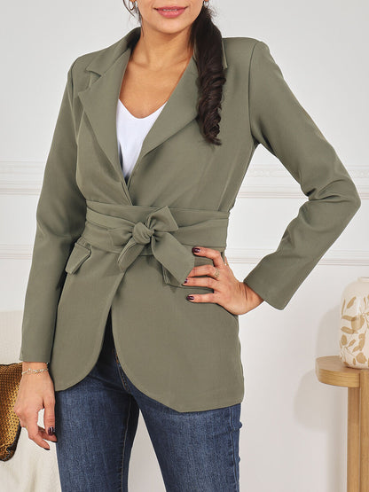 Blazer oversize ceinturé - Kaki - 4