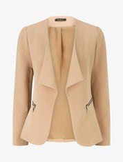 Blazer uni à poches zippées - Camel - 5