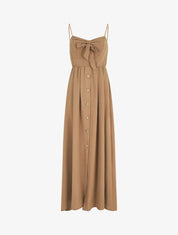 Robe longue unie boutonnée - Camel - 5
