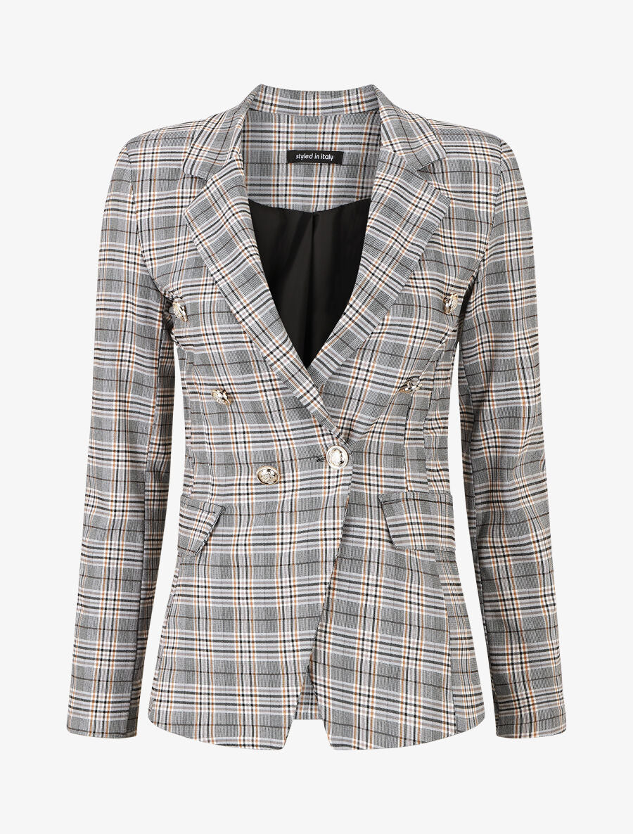 Blazer imprimé prince de galles - Camel - 1