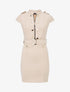 Robe courte ceinturée en suédine - Beige - 1