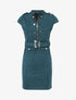 Robe courte ceinturée en suédine - Bleu canard - 1