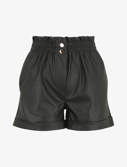 Short paperbag en simili - Noir - 5
