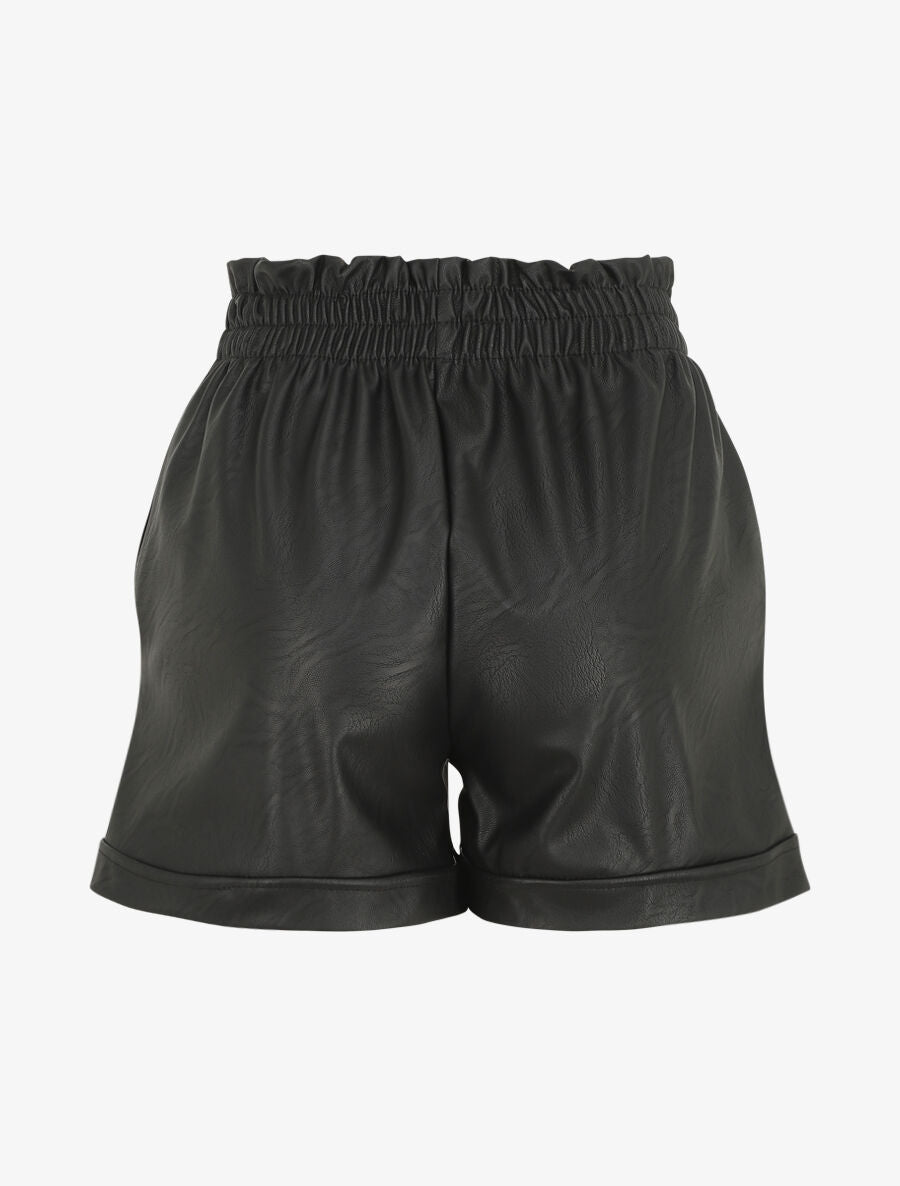 Short paperbag en simili - Noir - 2