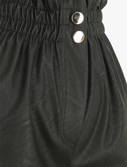 Short paperbag en simili - Noir - 3