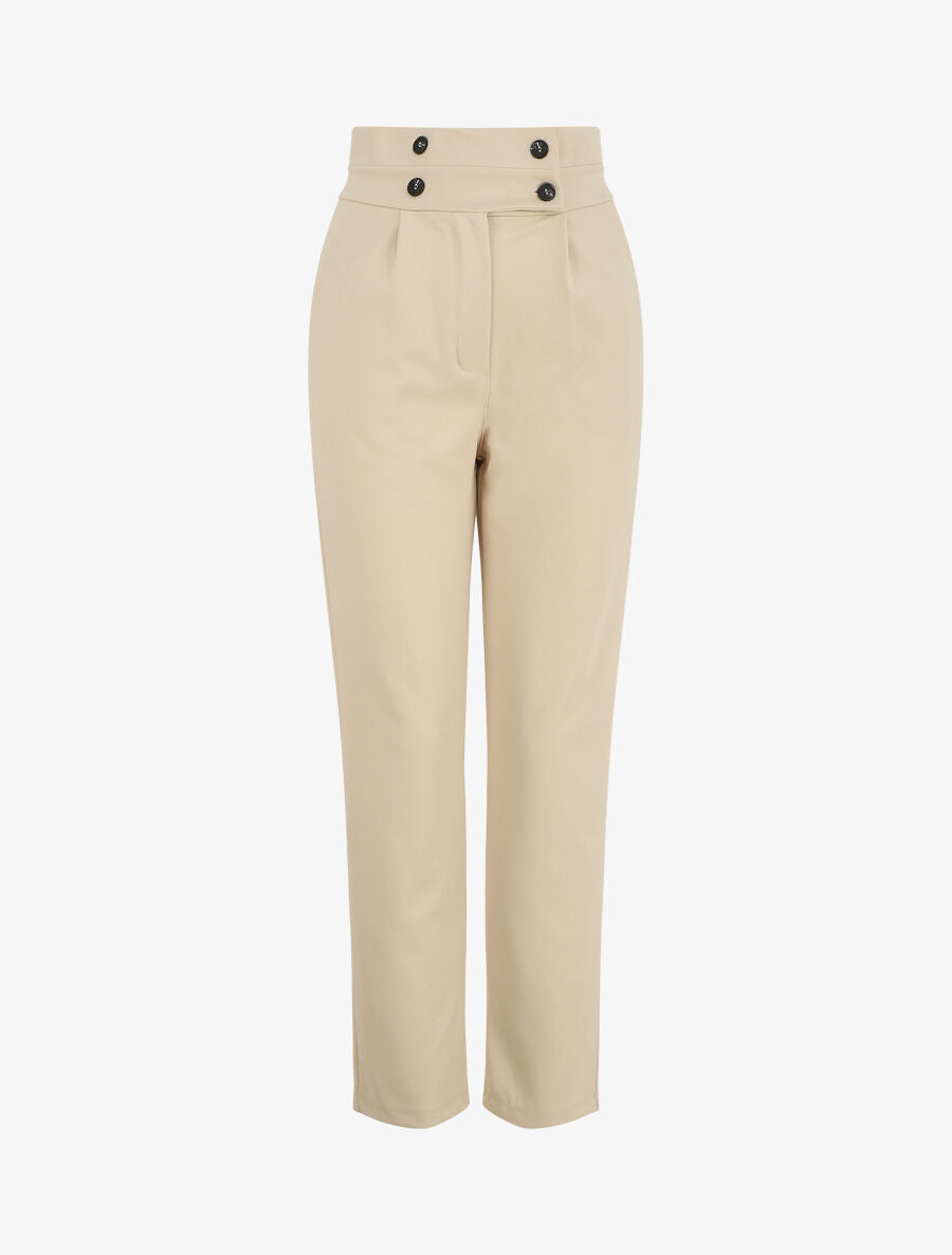 Pantalon fluide uni - Beige - 1