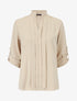 Blouse unie à manches retroussables - Beige - 5