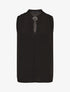 Blouse unie en voile à détail bijoux - Noir - 4