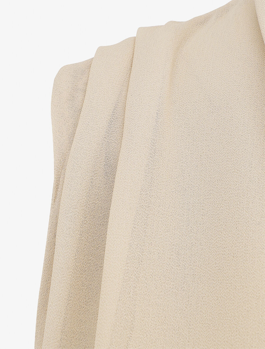 Blouse unie en voile à détail bijoux - Beige - 3
