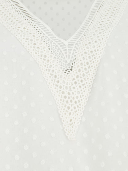 Top uni en voile texturé - Blanc - 3