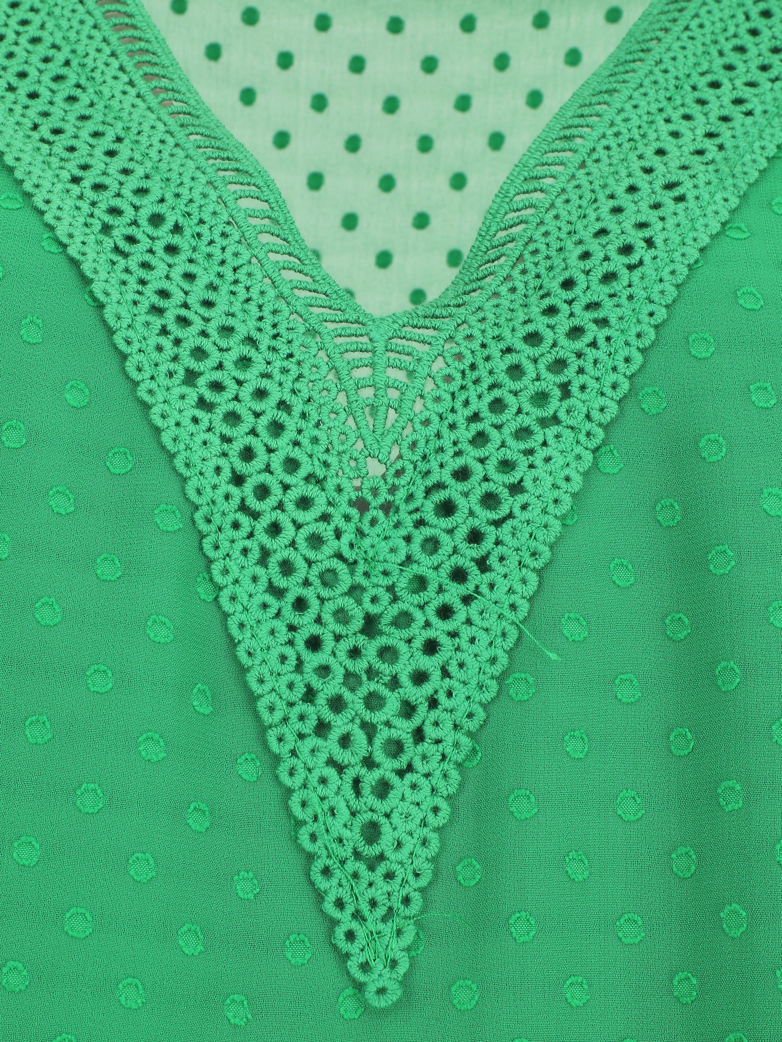 Top uni en voile texturé - Vert - 3
