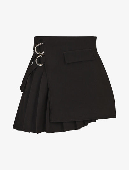Jupe plissée effet portefeuille - Noir - 5