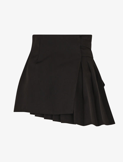 Jupe plissée effet portefeuille - Noir - 2