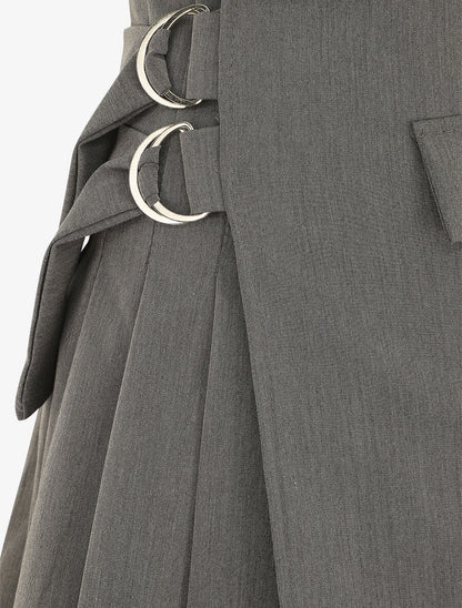 Jupe plissée effet portefeuille - Gris - 3