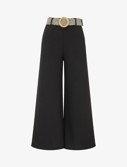 Pantalon long uni fluide - Noir - 1