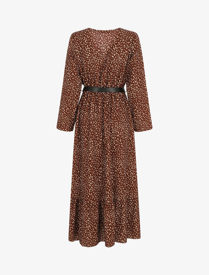 Robe longue à imprimé moucheté - Marron - 2