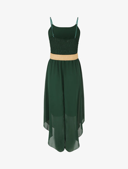 Robe longue unie à taille élastiquée - Vert sapin - 2