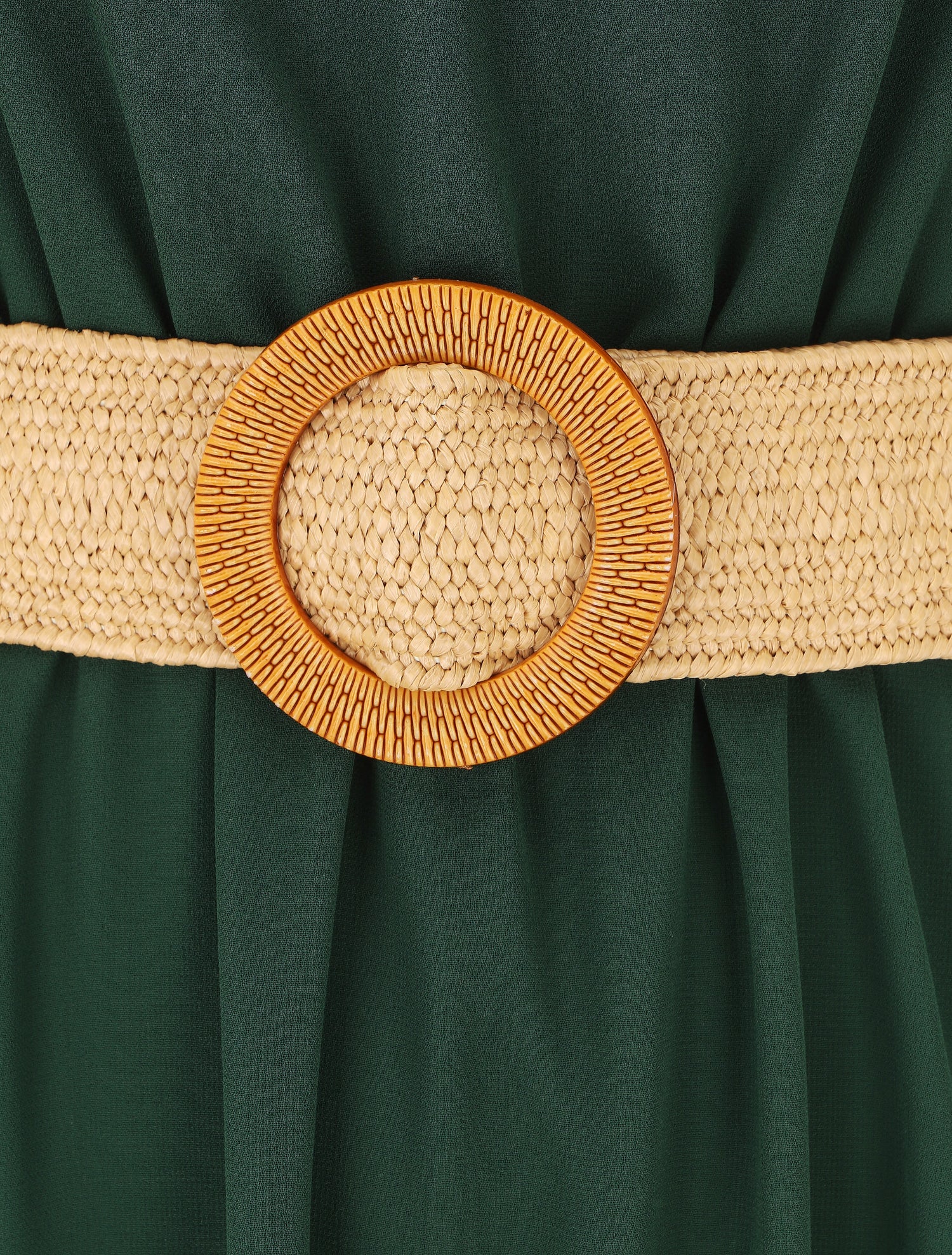 Robe longue unie à taille élastiquée - Vert sapin - 3