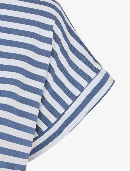 Robe à rayures coupe droite - Bleu - 3