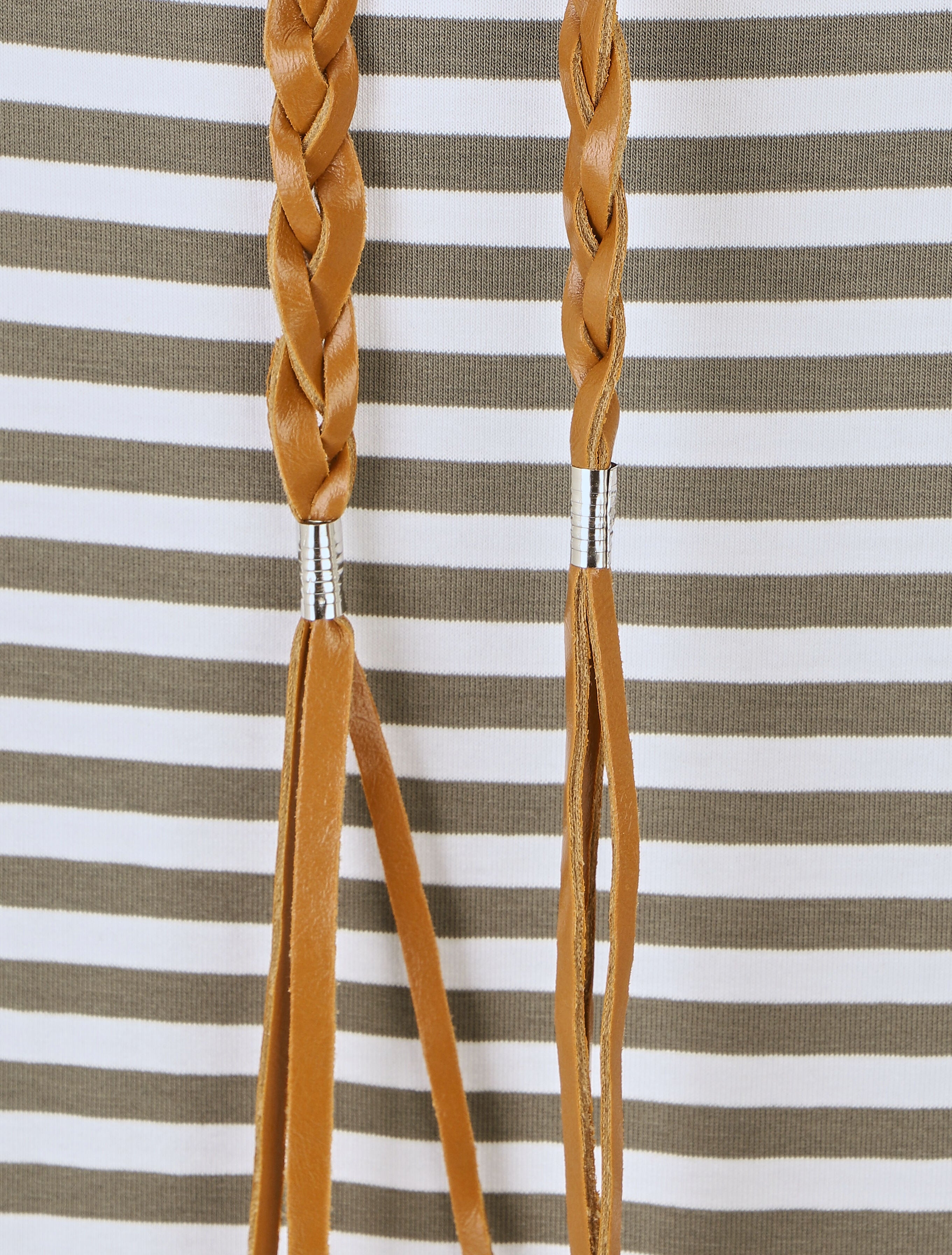 Robe à rayures coupe droite - Kaki - 3