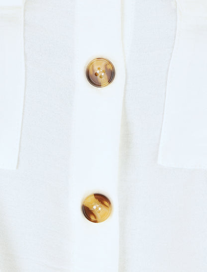 Blouse à nouer et manches retroussables - Blanc - 3