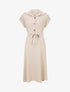 Robe longue fluide à manches courtes - Beige - 1