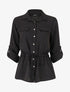 Chemise unie élastiquée - Noir - 1