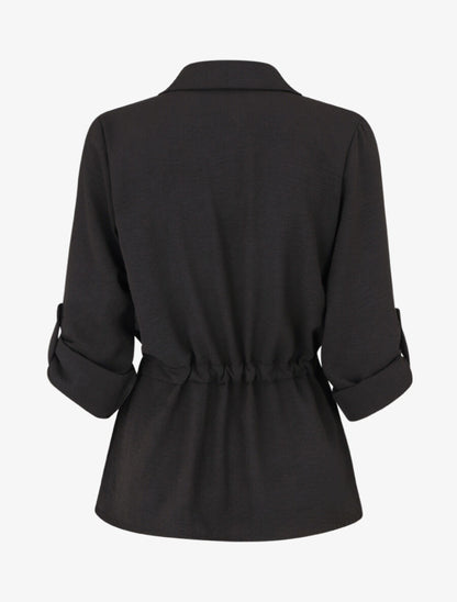 Chemise unie élastiquée - Noir - 2