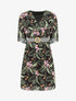 Robe imprimé tropical à taille élastiquée - Noir - 1
