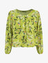 Blouse en voile coupe boule imprimé feuilles - Vert anis - 1