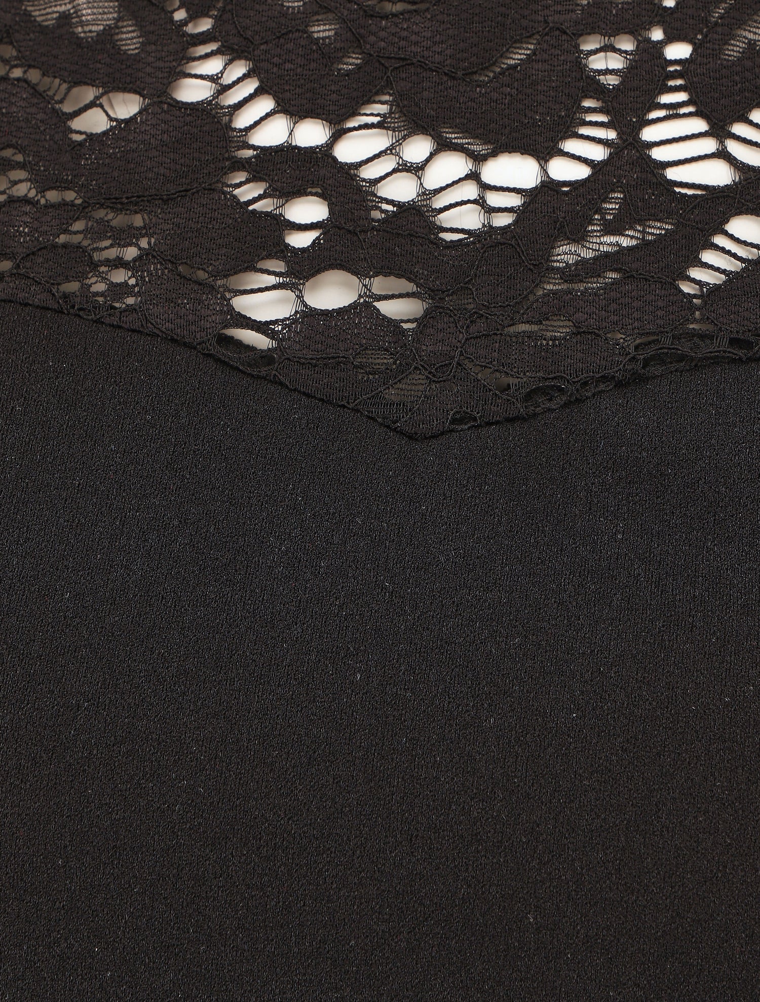 Top uni coupe droite épaules en dentelle - Noir - 3